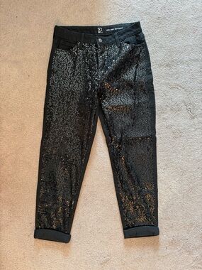 New York & Company Black Sequin High Rise Boyfriend Jeans NWT